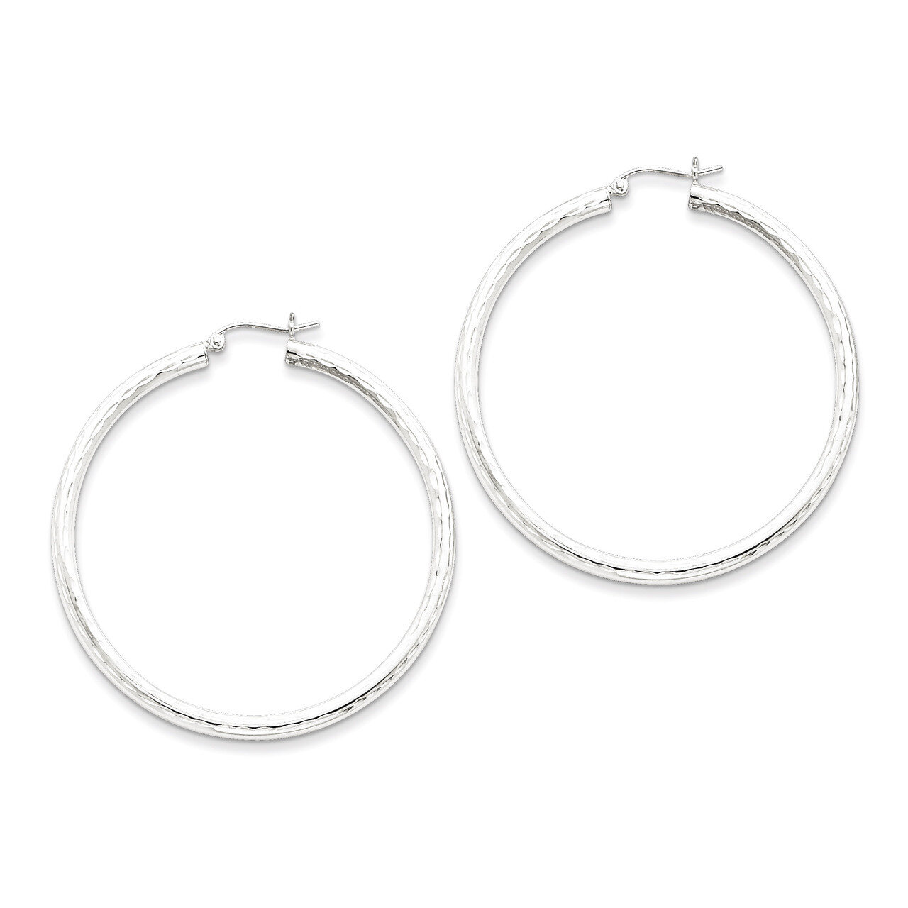 3.00mm Diamond-cut Hoop Earrings Sterling Silver Rhodium-plated QE3538, MPN: QE3538, 883957927220