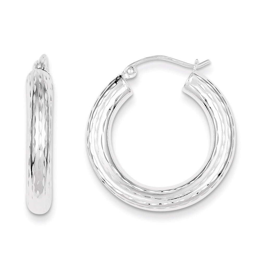 4.00mm Diamond-cut Hoop Earrings Sterling Silver Rhodium-plated QE3546, MPN: QE3546, 883957927305