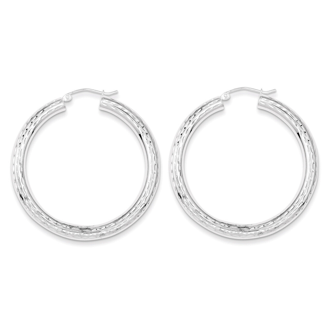 4.00mm Diamond-cut Hoop Earrings Sterling Silver Rhodium-plated QE3548, MPN: QE3548, 883957927329
