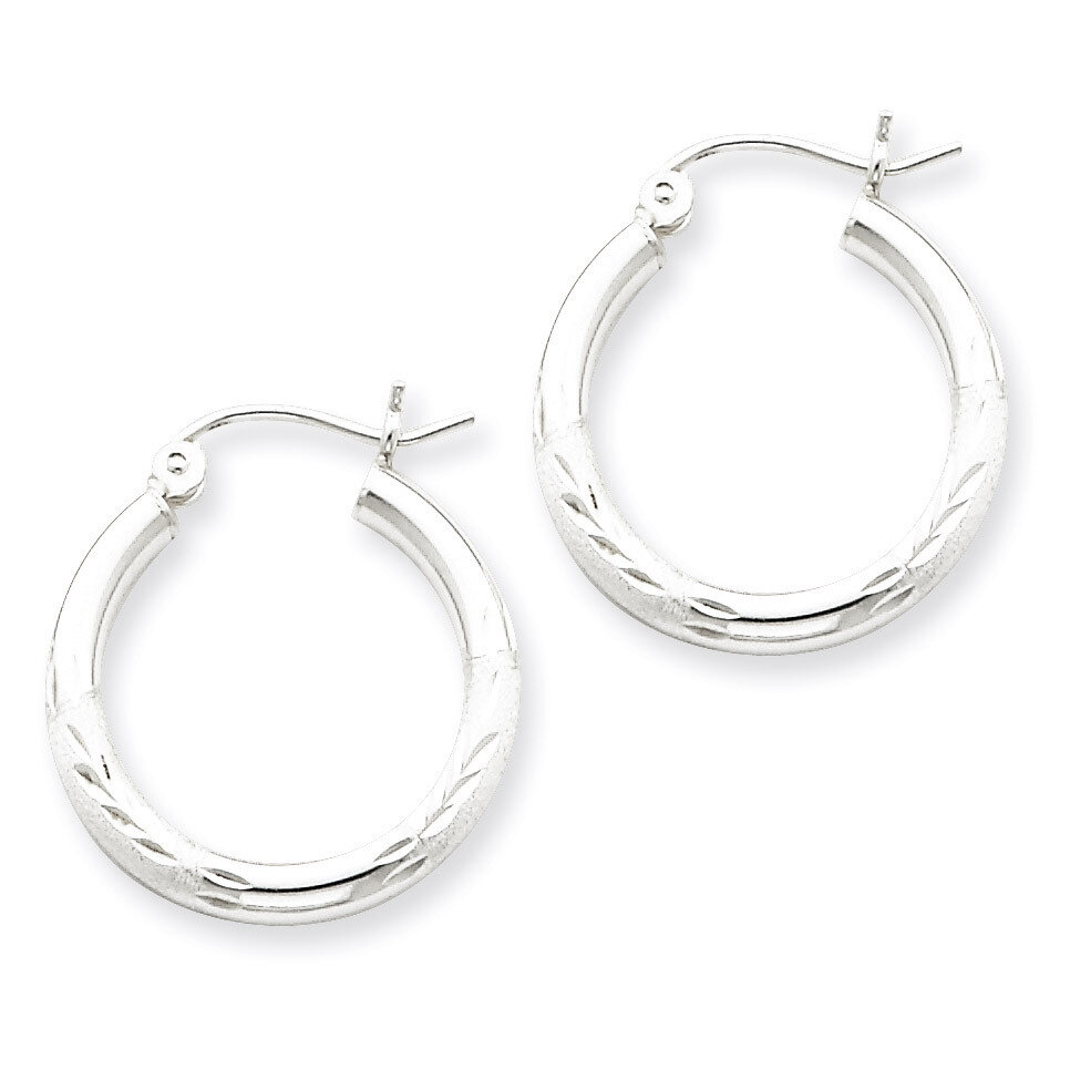 2.50mm Satin Diamond-cut Hoop Earrings Sterling Silver Rhodium-plated QE3557, MPN: QE3557, 88395771…
