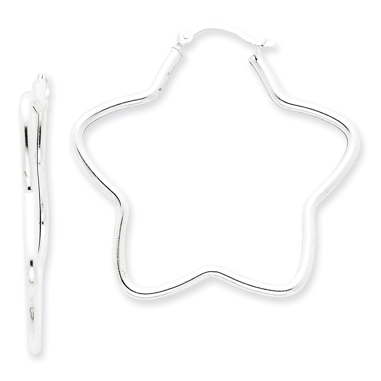 Star Tube Hoop Earrings Sterling Silver QE3723, MPN: QE3723, 883957927718