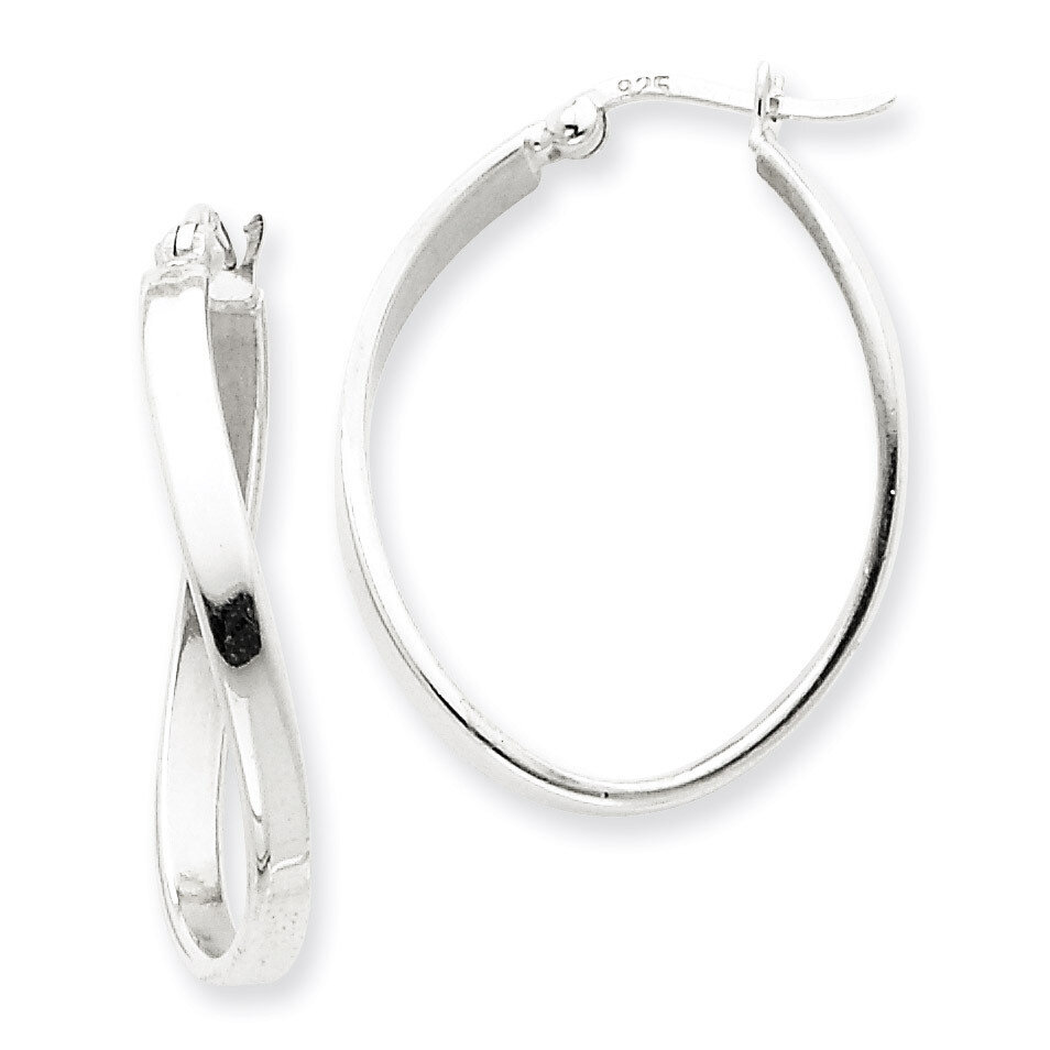 Oval Hoop Earrings Sterling Silver QE3759