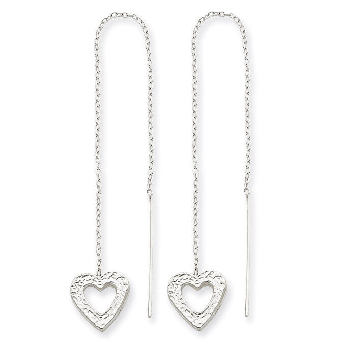 Hammered Heart Threader Earrings Sterling Silver QE3817, MPN: QE3817, 883957928081
