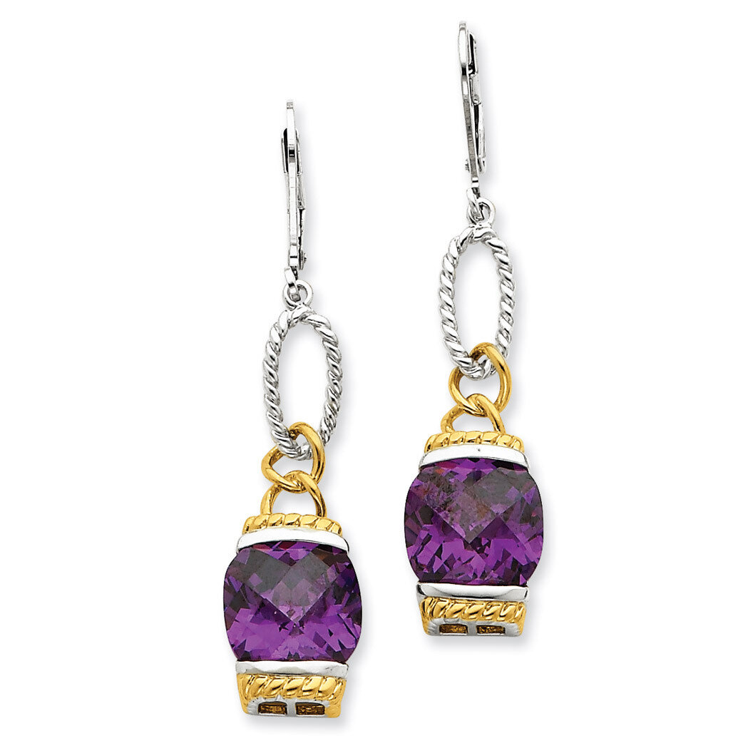 Vermeil Purple Diamond Earrings Sterling Silver QE4335