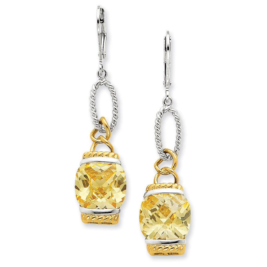Vermeil Light Yellow Diamond Earrings Sterling Silver QE4336