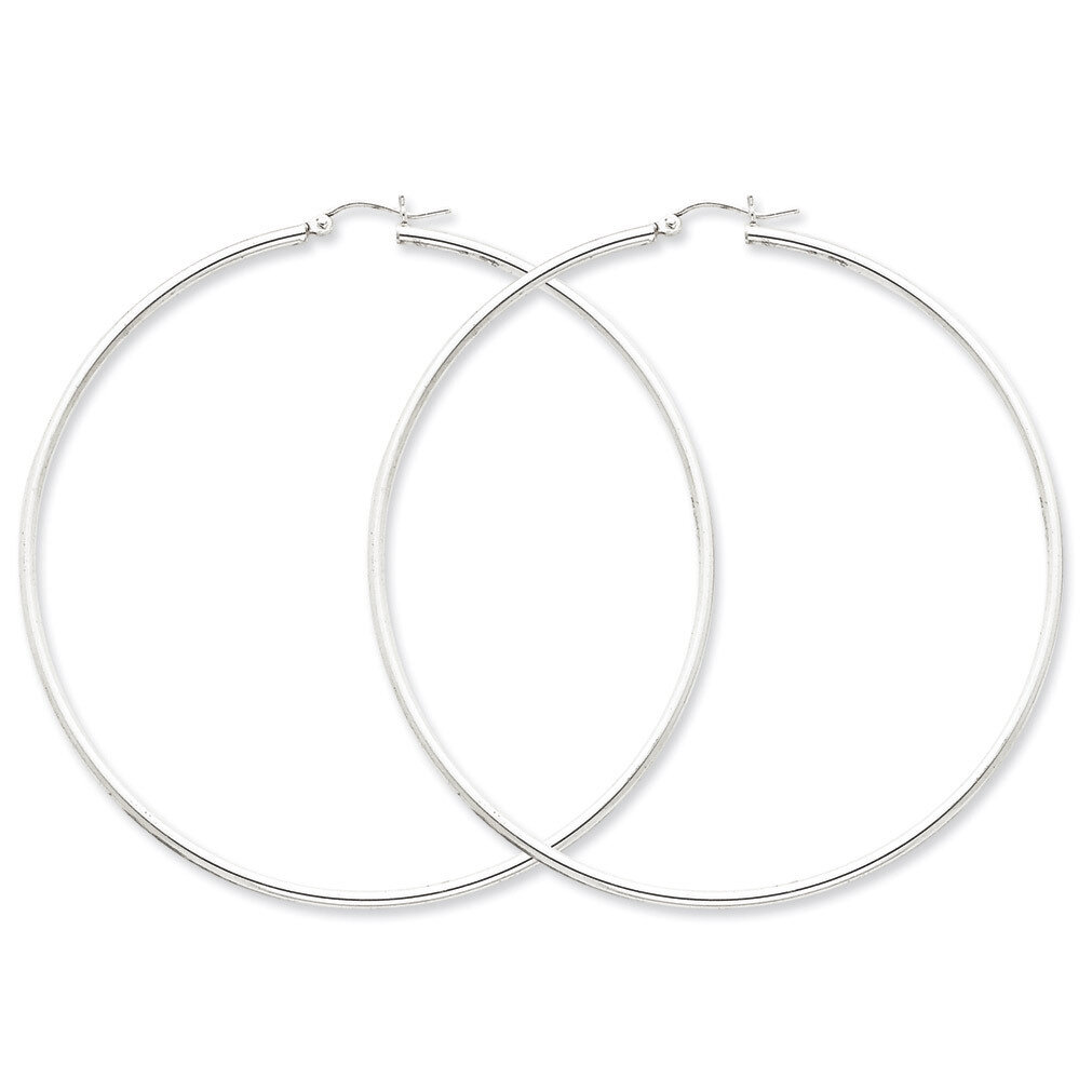 2mm Polished Hoop Earrings Sterling Silver Rhodium-plated QE4380, MPN: QE4380, 883957930015