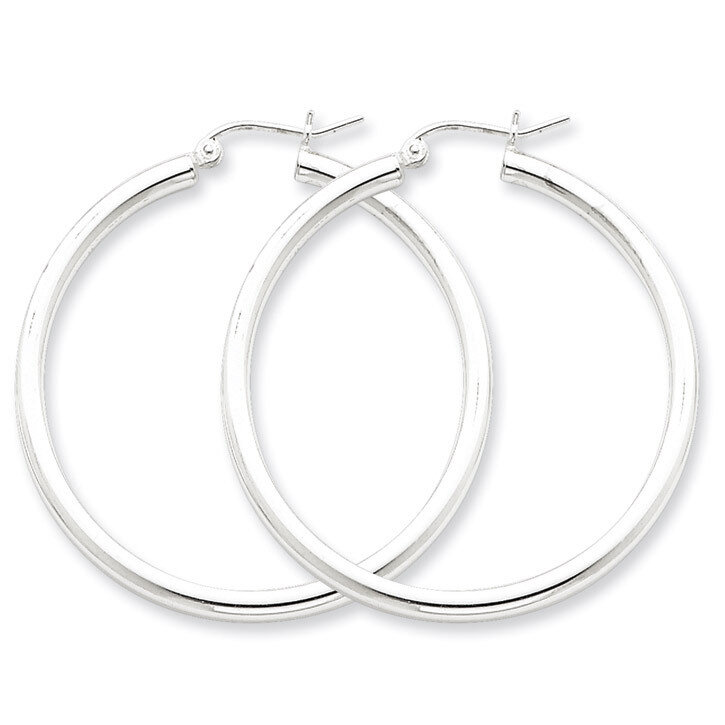2.5mm Round Hoop Earrings Sterling Silver Rhodium-plated QE4388, MPN: QE4388, 883957930084