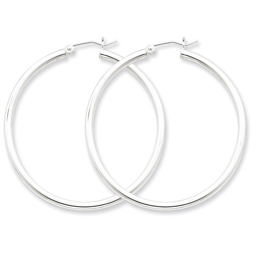 2.5mm Round Hoop Earrings Sterling Silver Rhodium-plated QE4389, MPN: QE4389, 883957930091