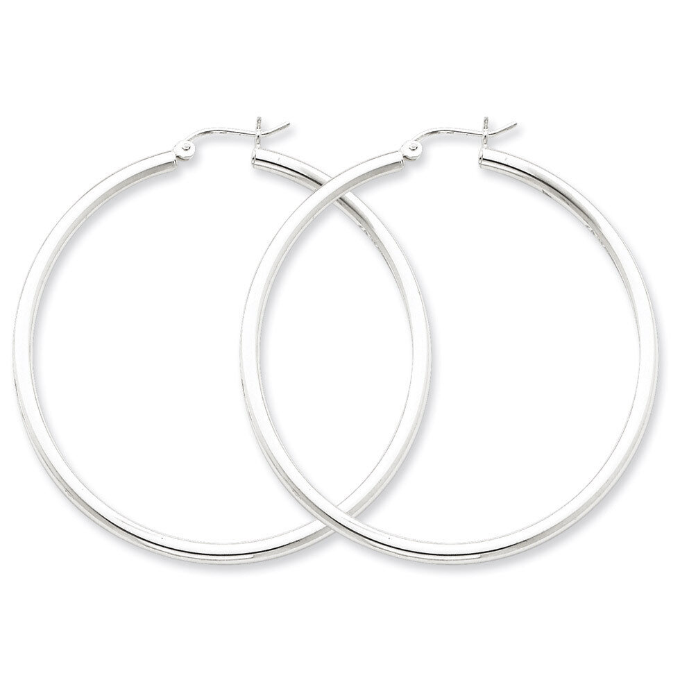 2.5mm Round Hoop Earrings Sterling Silver Rhodium-plated QE4390, MPN: QE4390, 883957930107