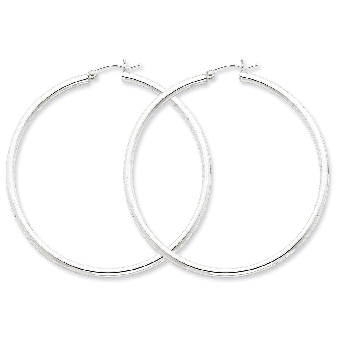 2.5mm Round Hoop Earrings Sterling Silver Rhodium-plated QE4391