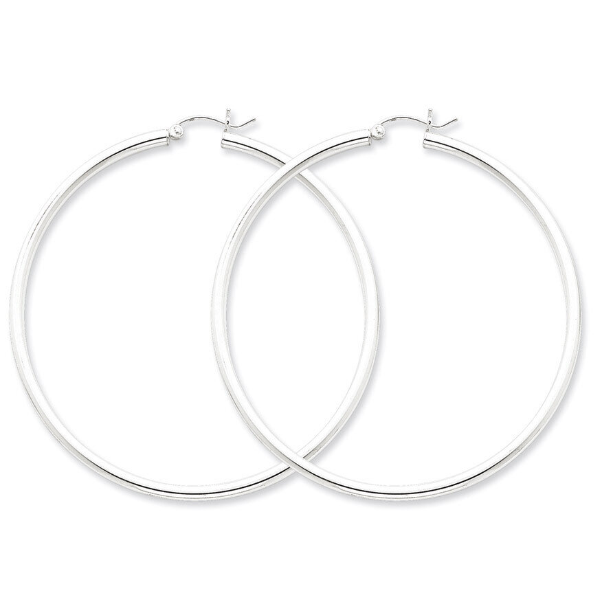 2.5mm Round Hoop Earrings Sterling Silver Rhodium-plated QE4392, MPN: QE4392, 883957930121