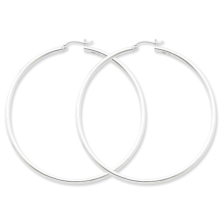 2.5mm Round Hoop Earrings Sterling Silver Rhodium-plated QE4393, MPN: QE4393, 883957930138