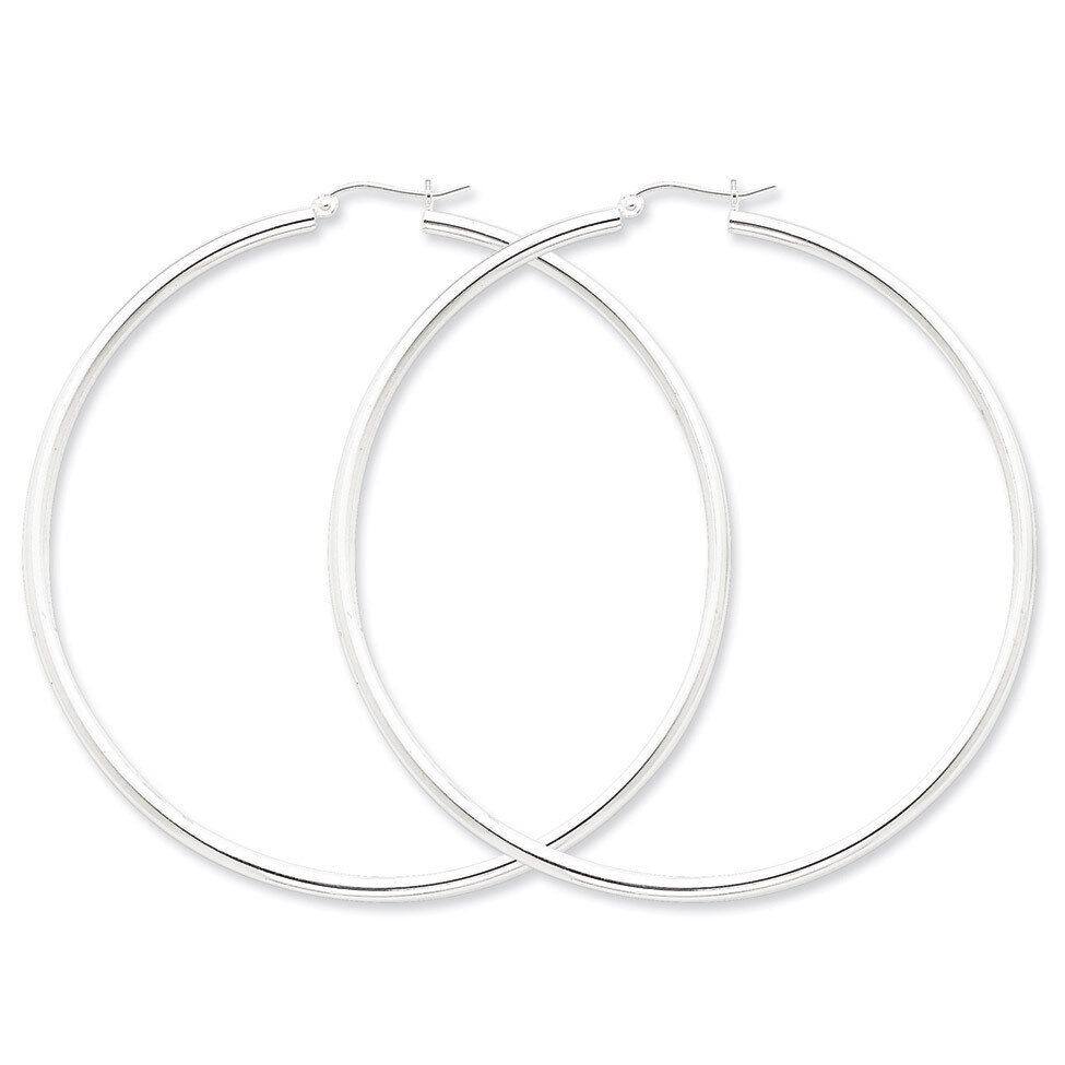 2.5mm Round Hoop Earrings Sterling Silver Rhodium-plated QE4394, MPN: QE4394, 883957930145