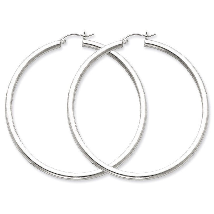 3mm Round Hoop Earrings Sterling Silver Rhodium-plated QE4398, MPN: QE4398, 883957930183