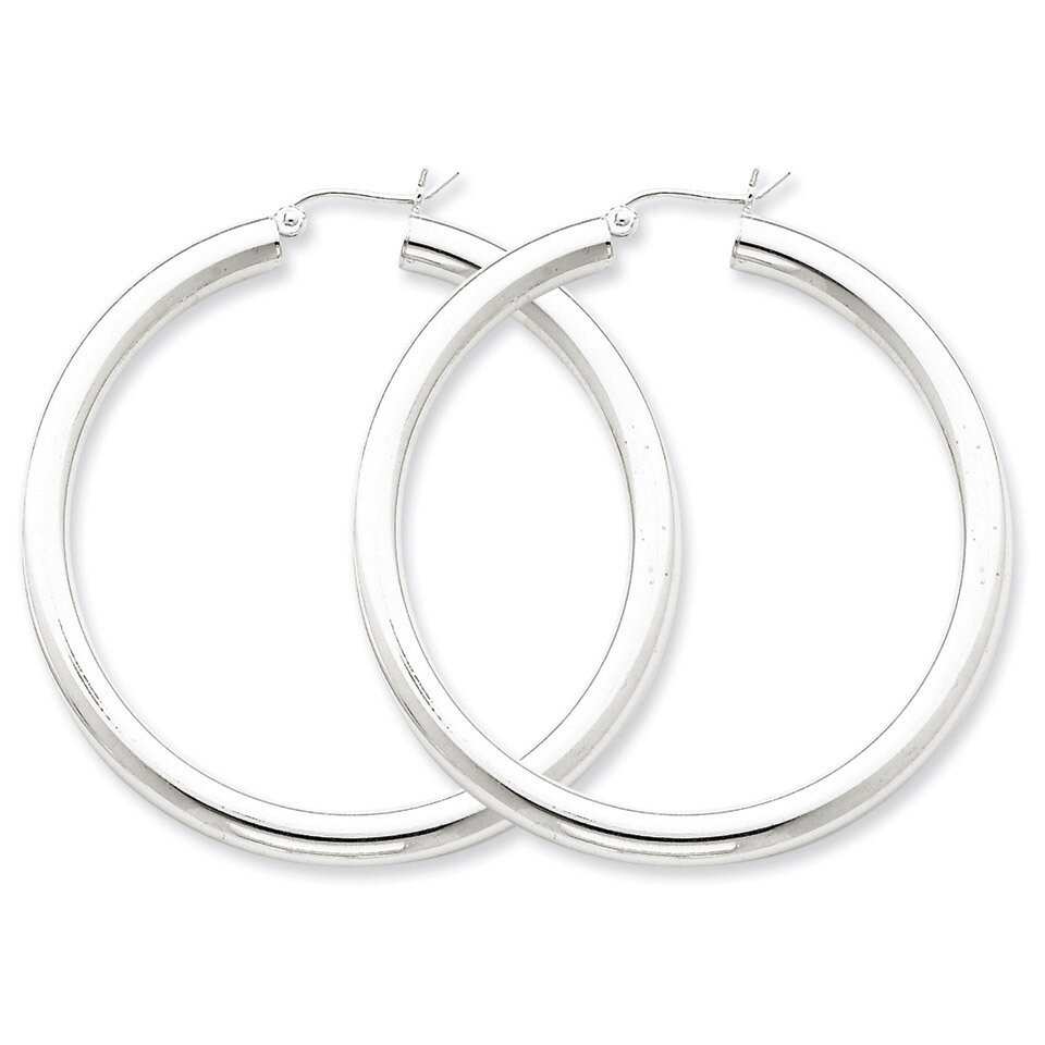 4mm Round Hoop Earrings Sterling Silver Rhodium-plated QE4403, MPN: QE4403, 883957930237