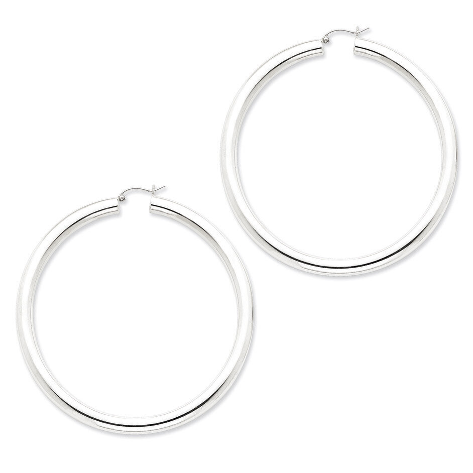 5mm Polished Hoop Earrings Sterling Silver Rhodium-plated QE4412, MPN: QE4412, 883957930329
