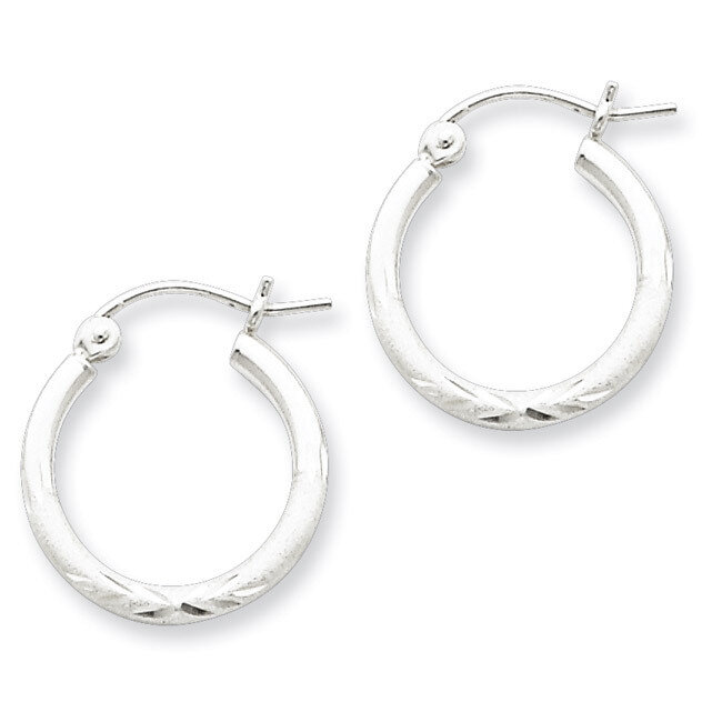 2mm Satin Diamond-cut Tube Hoop Earrings Sterling Silver Rhodium-plated QE4416, MPN: QE4416, 883957…