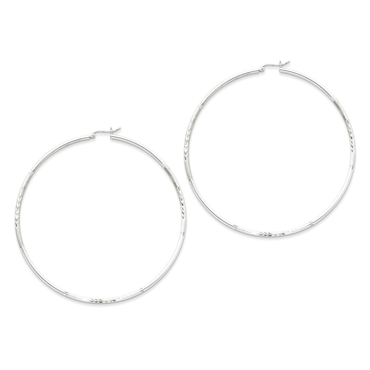 Satin Hoop Earrings Sterling Silver Rhodium-plated Polished QE4428, MPN: QE4428, 883957930480