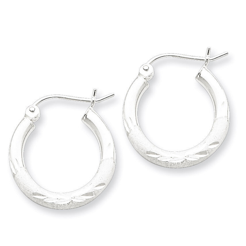 Satin Finished Hoop Earrings Sterling Silver Rhodium-plated QE4430, MPN: QE4430, 883957930503