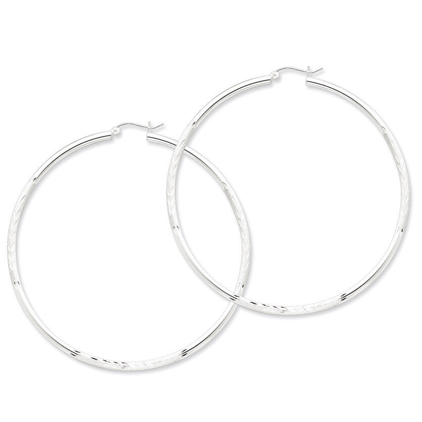 Satin Finished Twisted Hoop Earrings Sterling Silver Rhodium-plated QE4434, MPN: QE4434, 8839579305…