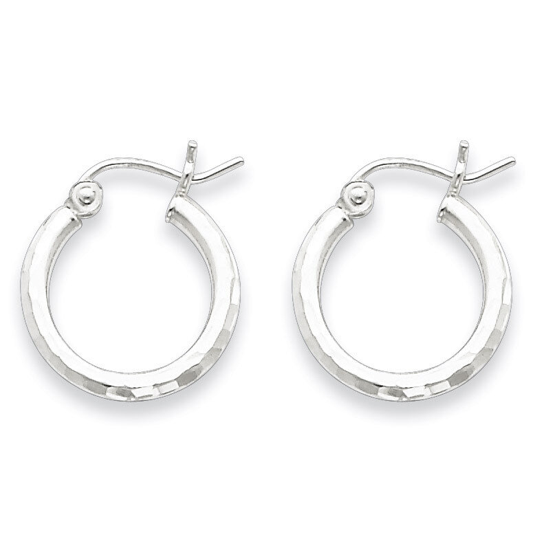 2mm Diamond Cut Hoop Earrings Sterling Silver Rhodium-plated QE4460, MPN: QE4460, 883957930800