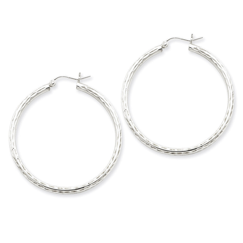 2.25mm Diamond-cut Hoop Earrings Sterling Silver Rhodium-plated QE4475, MPN: QE4475, 883957930947