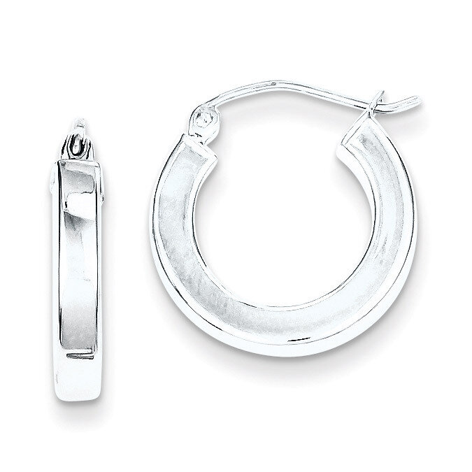 Square Tube Hoop Earrings Sterling Silver Rhodium-plated QE4513, MPN: QE4513, 883957931302