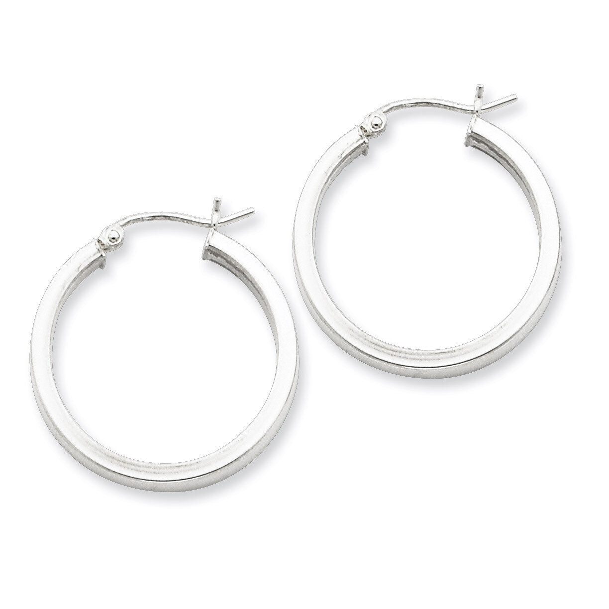 Square Tube Hoop Earrings Sterling Silver Rhodium-plated QE4521, MPN: QE4521, 883957931388