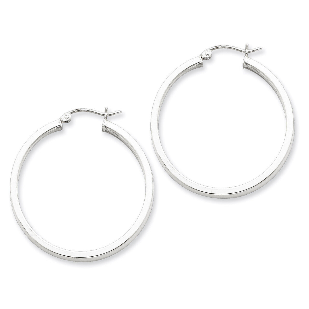 Square Tube Hoop Earrings Sterling Silver Rhodium-plated QE4523, MPN: QE4523, 883957931401