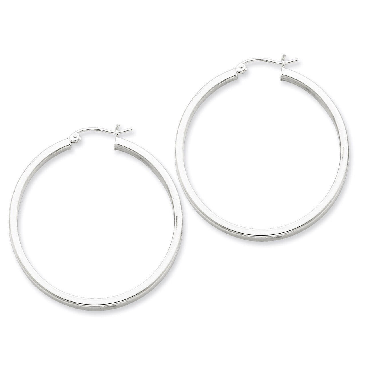 Square Tube Hoop Earrings Sterling Silver Rhodium-plated QE4524