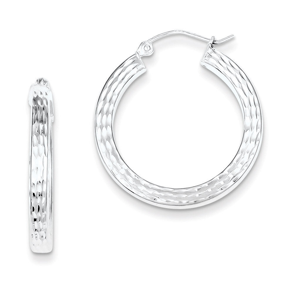 Square Hoop Earrings Sterling Silver Rhodium-plated Diamond-Cut QE4546, MPN: QE4546, 883957931623