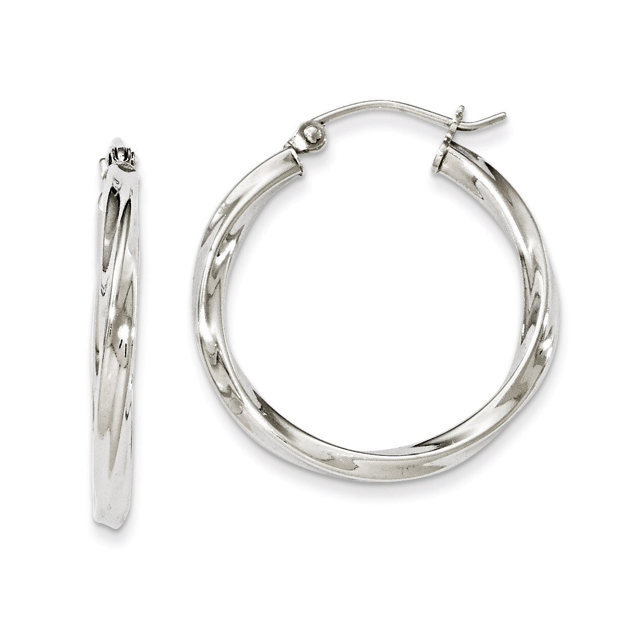 Twisted Hoop Earrings Sterling Silver Rhodium-plated QE4571, MPN: QE4571, 883957931845