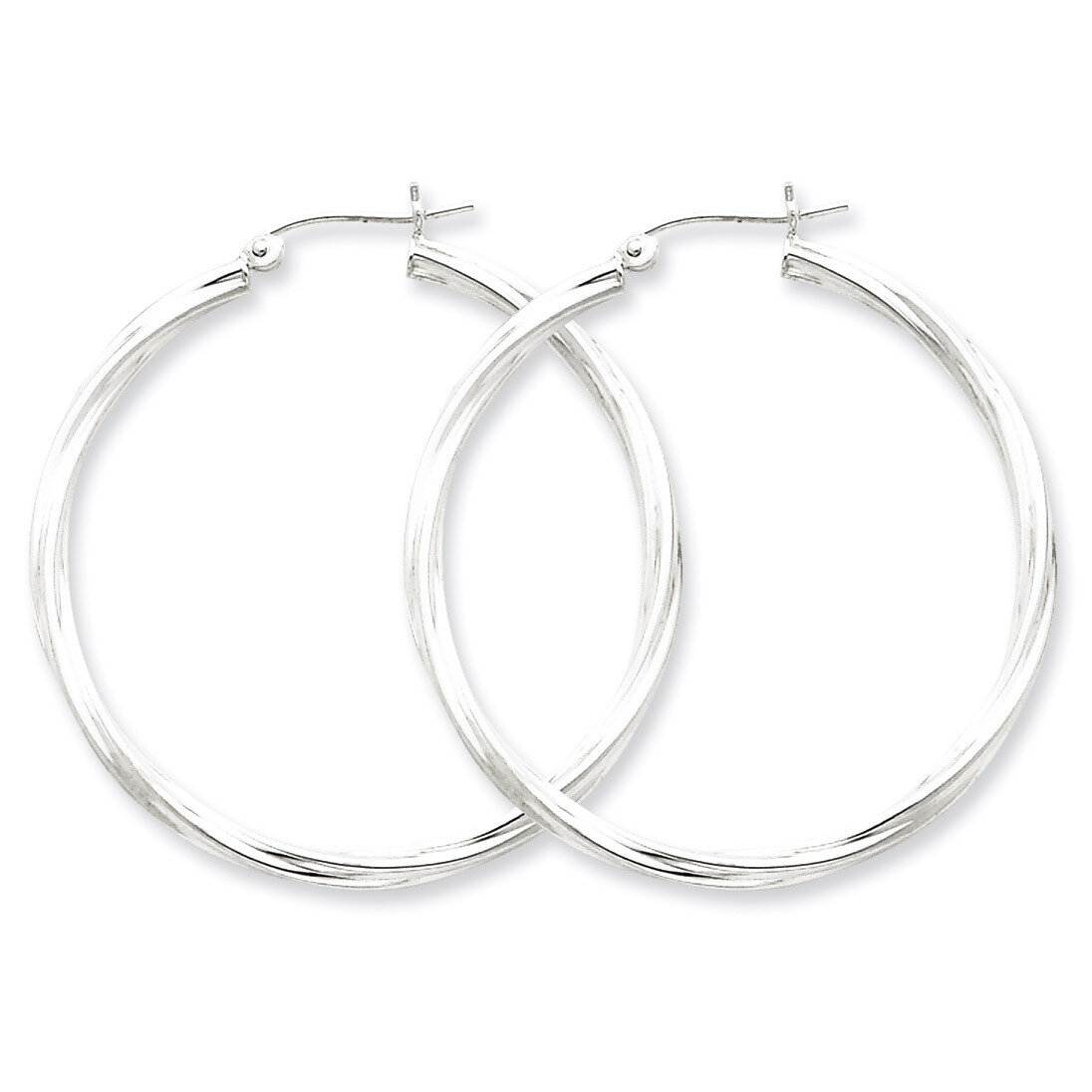 Twisted Hoop Earrings Sterling Silver Rhodium-plated QE4574, MPN: QE4574, 883957931876