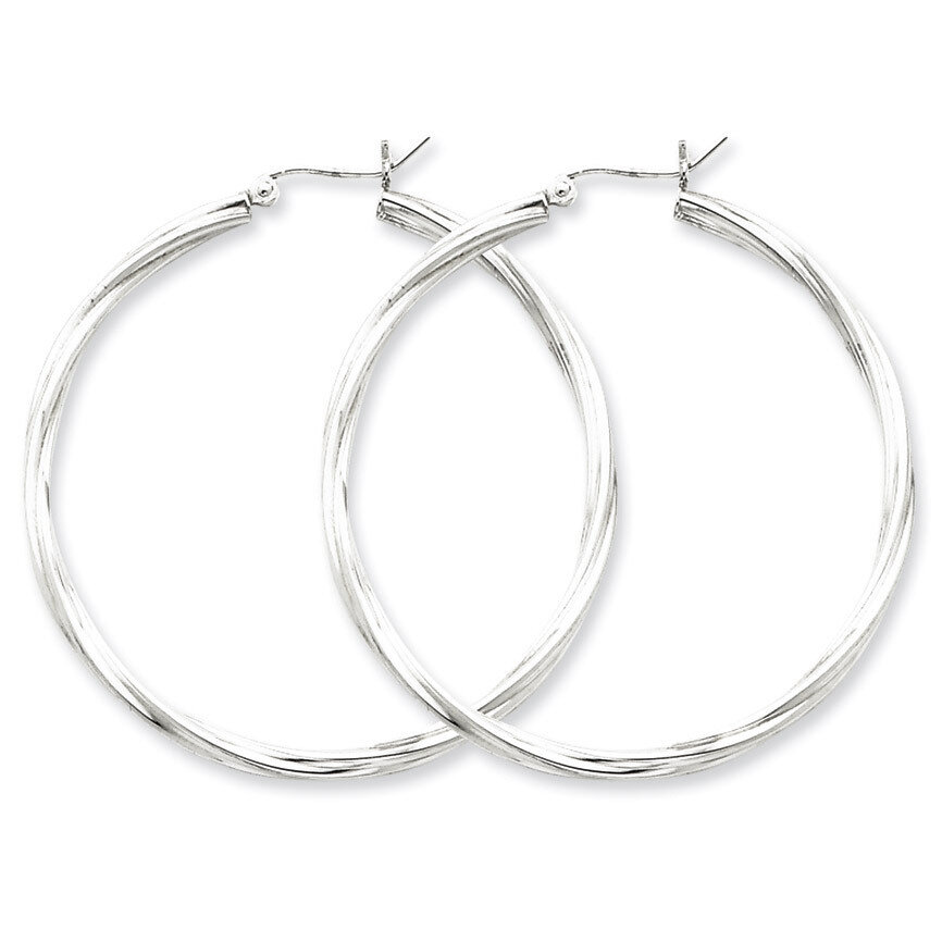 Twisted Hoop Earrings Sterling Silver Rhodium-plated QE4575