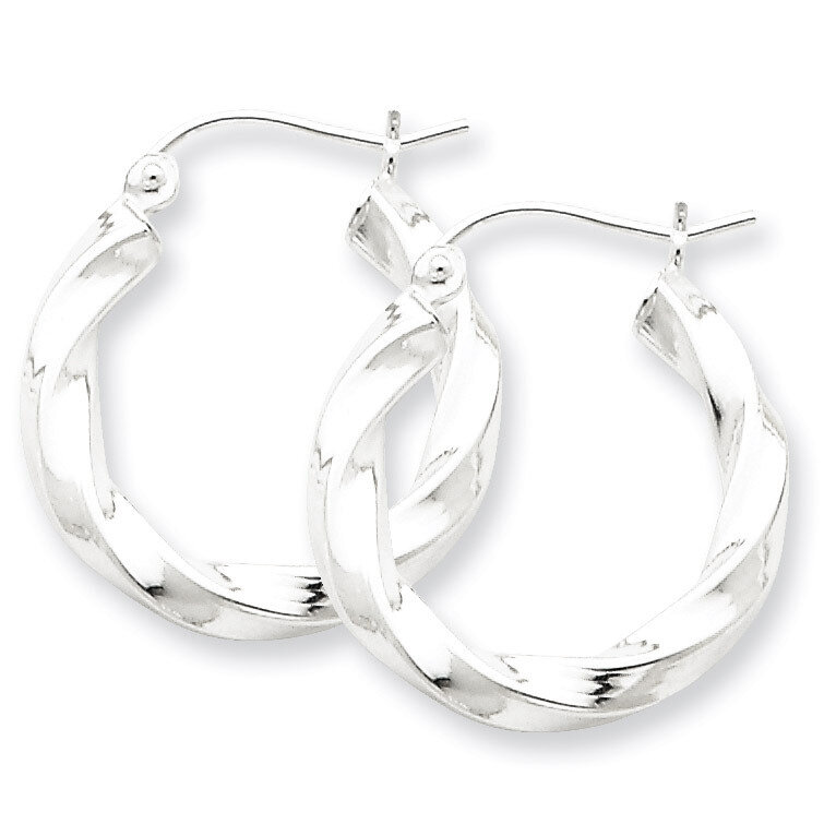 Twisted Hoop Earrings Sterling Silver Rhodium-plated QE4583