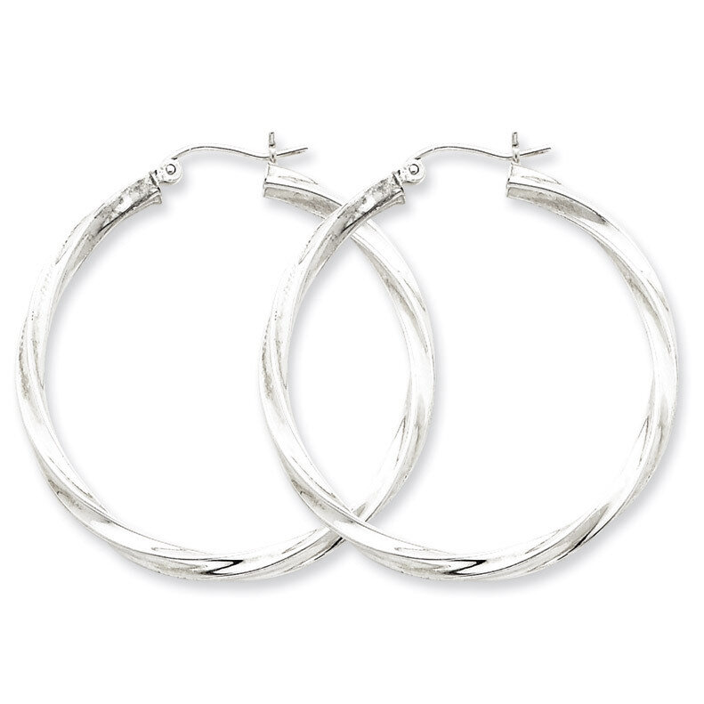 3.00mm Twisted Hoop Earrings Sterling Silver Rhodium-plated QE4587, MPN: QE4587, 883957931999