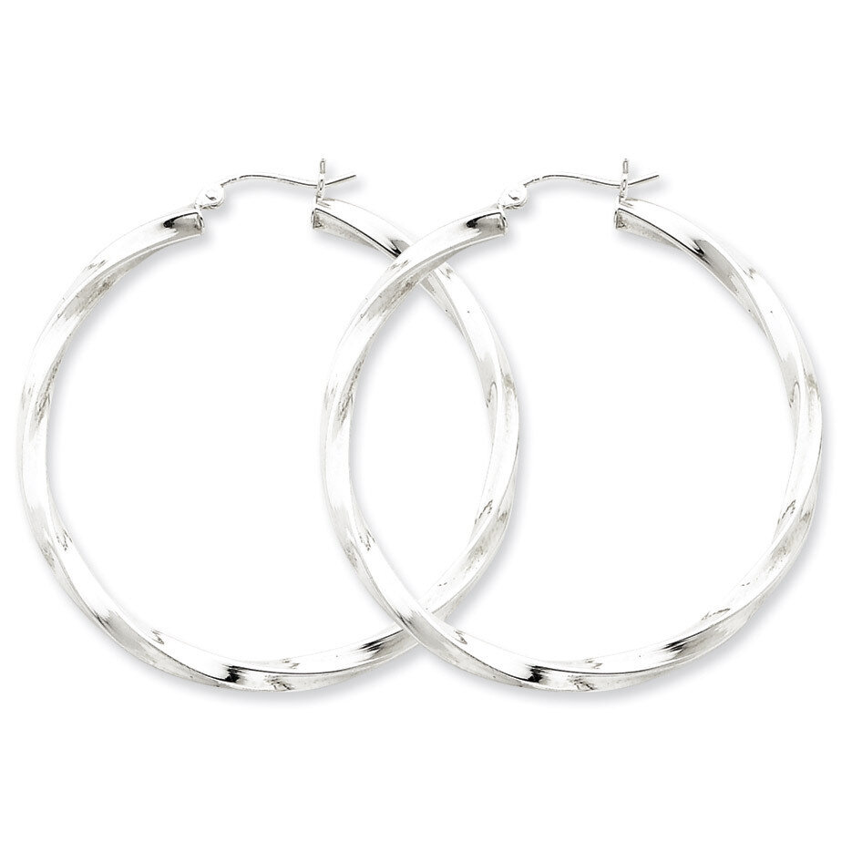 3.00mm Twisted Hoop Earrings Sterling Silver Rhodium-plated QE4588, MPN: QE4588, 883957932002