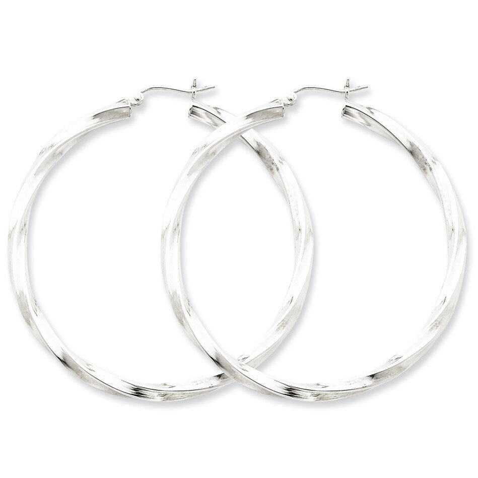 3mm Polished Twisted Hoop Earrings Sterling Silver Rhodium-plated QE4589, MPN: QE4589, 883957932019