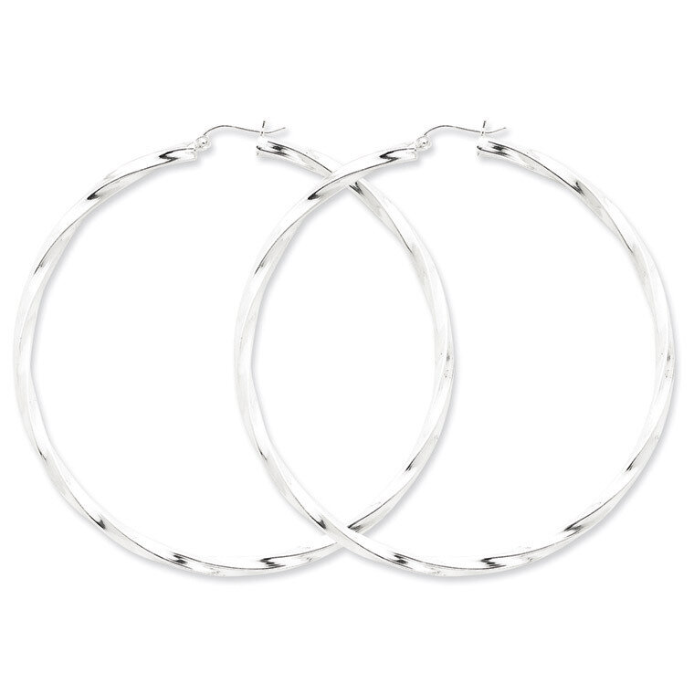 Twisted Hoop Earrings Sterling Silver Rhodium-plated QE4593, MPN: QE4593, 883957932064