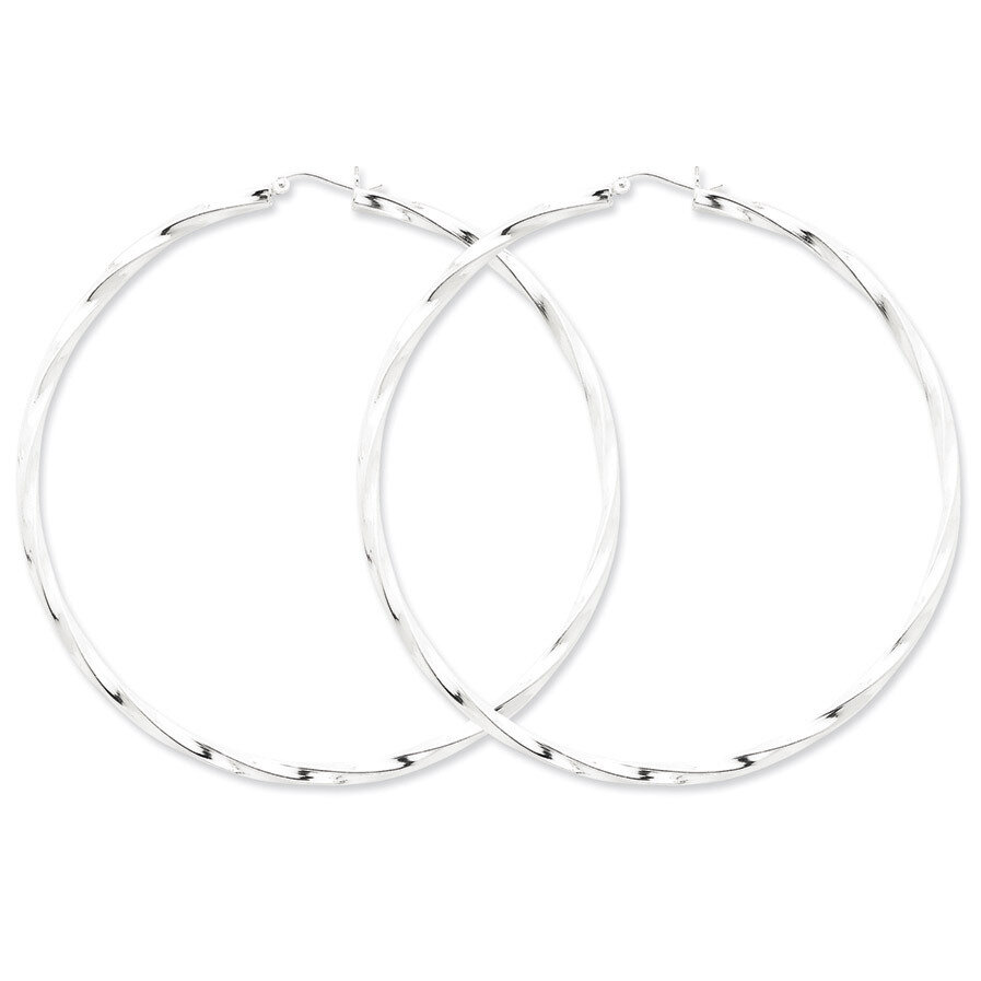 Twisted Hoop Earrings Sterling Silver Rhodium-plated QE4594, MPN: QE4594, 883957932071
