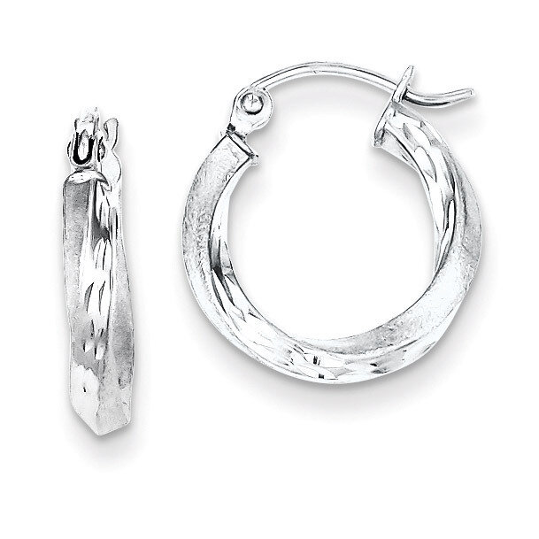 Satin Finished Twisted Hoop Earrings Sterling Silver Rhodium-plated QE4595, MPN: QE4595, 8839579320…