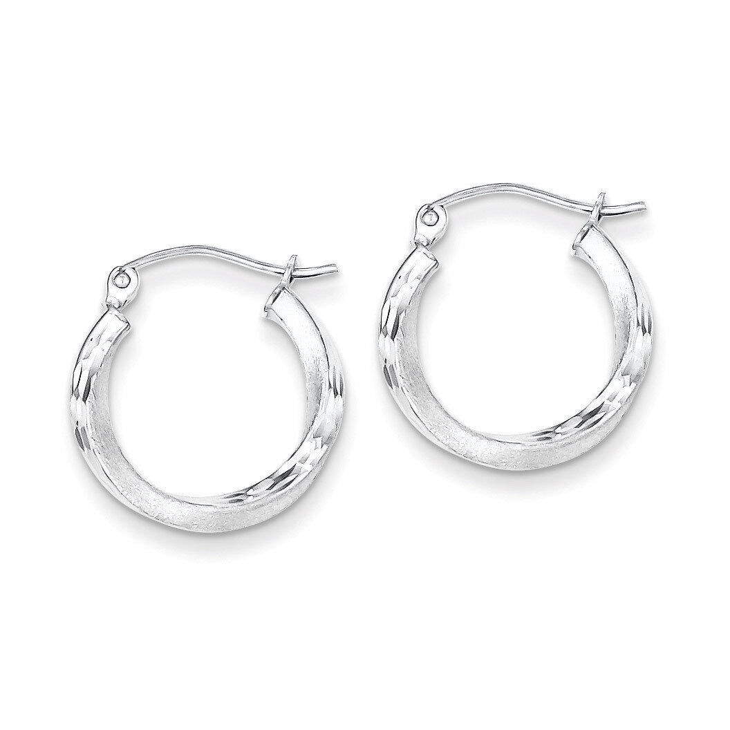 Satin Finish Hoop Earrings Sterling Silver Rhodium-plated QE4596, MPN: QE4596, 883957932095
