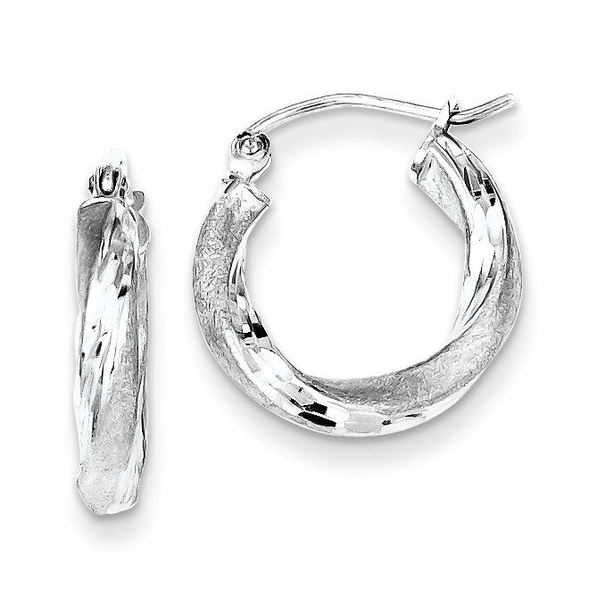 Satin Finished Twisted Hoop Earrings Sterling Silver Rhodium-plated QE4609