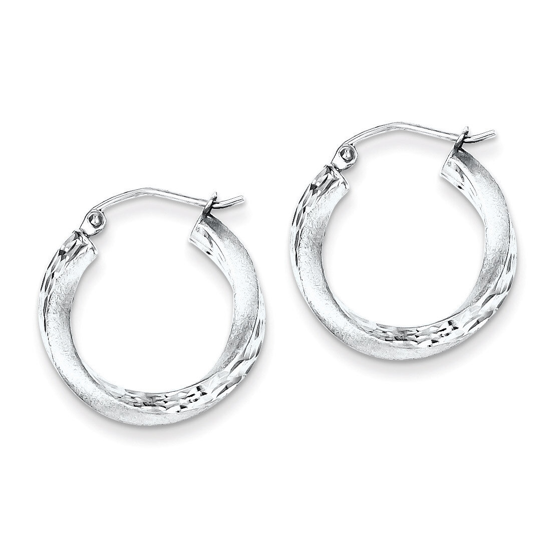 Satin Finished Twisted Hoop Earrings Sterling Silver Rhodium-plated QE4610, MPN: QE4610, 8839579322…