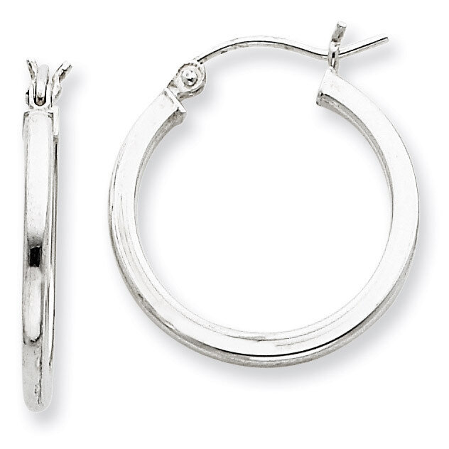 2mm Square Tube Hoop Earrings Sterling Silver Rhodium-plated QE4646, MPN: QE4646, 883957932569