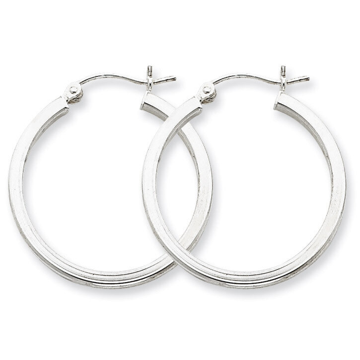 2mm Square Tube Hoop Earrings Sterling Silver Rhodium-plated QE4647, MPN: QE4647, 883957932576