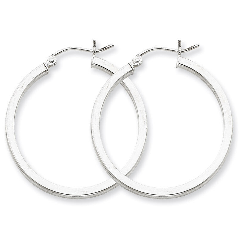 2mm Square Tube Hoop Earrings Sterling Silver Rhodium-plated QE4648, MPN: QE4648, 883957932583