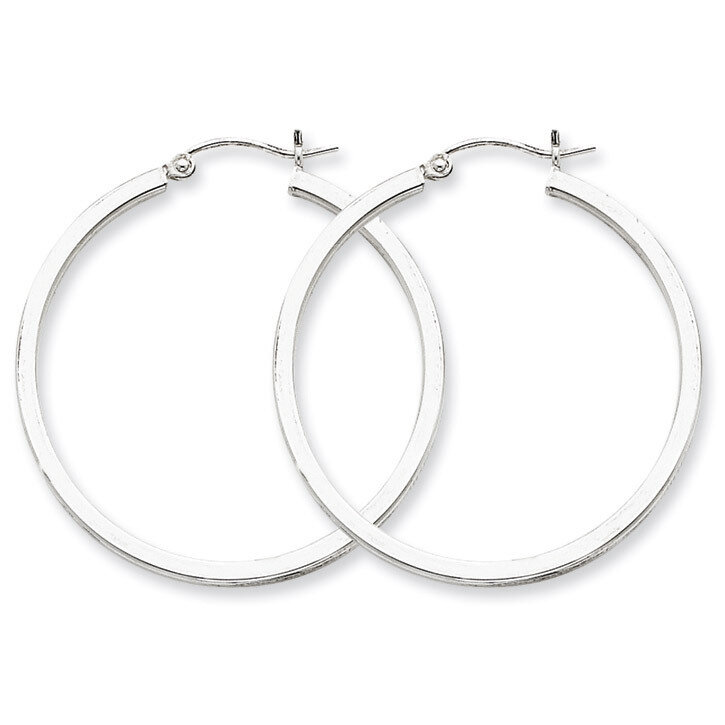 2mm Square Tube Hoop Earrings Sterling Silver Rhodium-plated QE4649, MPN: QE4649, 883957932590