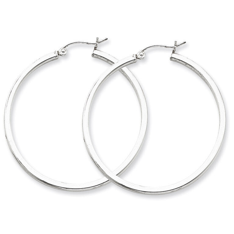 2mm Square Tube Hoop Earrings Sterling Silver Rhodium-plated QE4650, MPN: QE4650, 883957932606