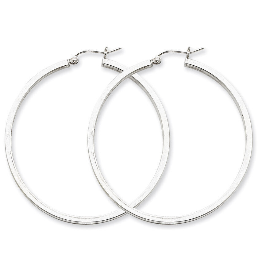 2mm Square Tube Hoop Earrings Sterling Silver Rhodium-plated QE4651, MPN: QE4651, 883957932613